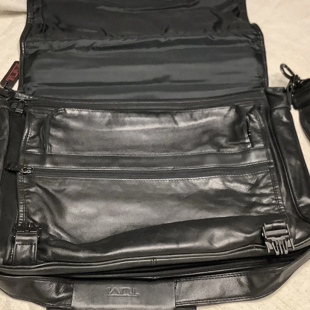 Tumi Black Leather Messenger Bag